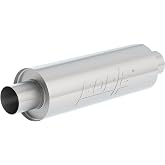 BORLA 401392 XR-1 Sportsman Universal Performance Muffler 2.5" Center / 2.5" Center Outlet 5" Round x 15" Long Body 20" Overall Length Un-Notched Necks Reversible DesignT-304 Stainless Steel