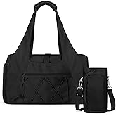 Outplea 20L Small Gym Duffel Bag with Water Bottle Holder for Women, Lightweight Sports Duffel Bag with Shoe Compartment for Yoga, Black