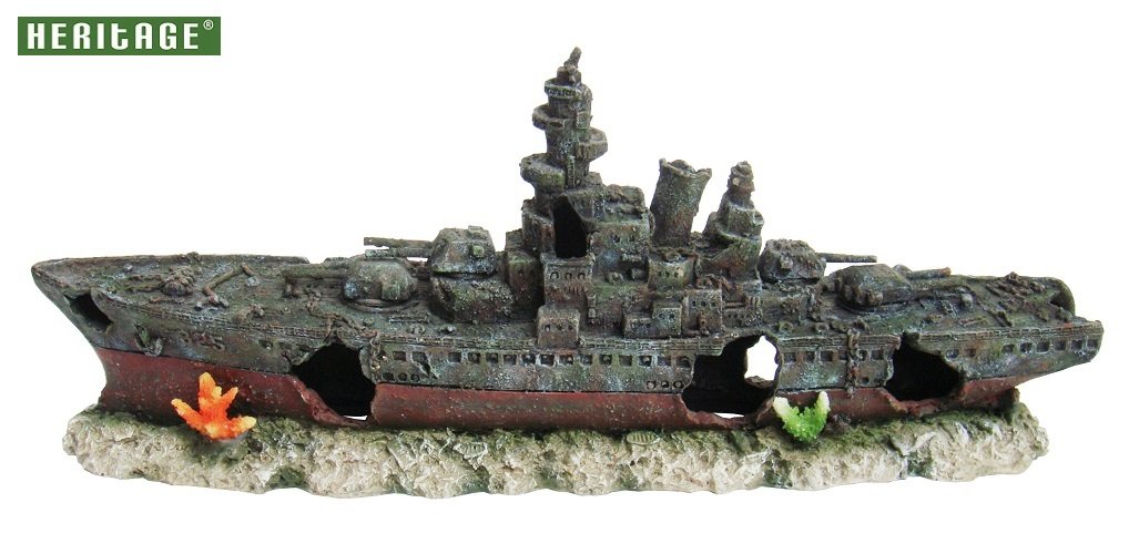 HERITAGE AQUARIUM FISH TANK WARSHIP BATTLESHIP BOAT SHIP WRECK