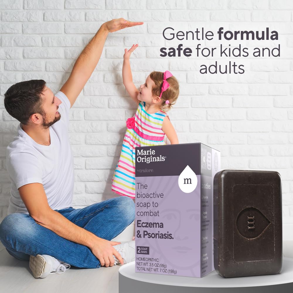 Marie Originals Eczema Face Soap Body Wash Bar – All Natural Psoriasis, Dermatitis Treatment for Dry Itchy Flaky Skin Relief – Gentle Detoxifying, Healing, Anti-Itch, Cleansing Skincare (Pack of 2)