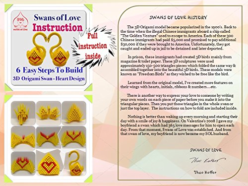 Amazoncom Diy 3d Origami Swans Kit With Heart Design