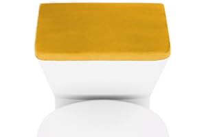 AZHCHKE Stretch Velvet Toilet Tank Lid Cover for Bathroom Super Soft Toilet Tank Cover Luxury Velvet Plush, with Elastic Bottom, Machine Wash, Gold