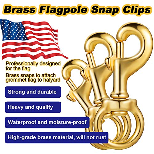 Jetec Flag Clips for Rope Solid Brass Flagpole Snap Swivel Clasp