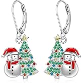 Christmas Earrings Snowman Christmas Tree Earrings for Women S925 Sterling Silver Dangle Drop Holiday X Mas Jewelry
