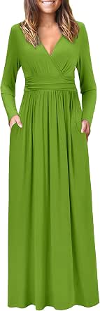 POLERO Women's V-Neck Wrap Waist Maxi Dress - Short Sleeve Summer Sundress With Pockets - View #9