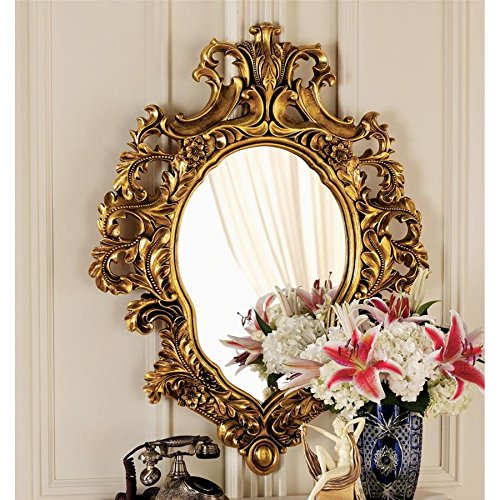 Design Toscano Madame Antoinette Salon Mirror, 37 Inch, Polyresin, Antique Gold