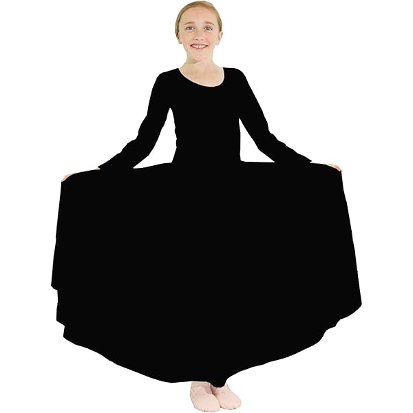 Amazon.com: Danzcue Womens Praise Loose Fit Full Length Long Sleeve Dance  Dress, Black, Small : Clothing, Shoes & Jewelry