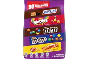 MARS M&M'S Milk Chocolate, M&M'S Caramel, SNICKERS, SKITTLES & STARBURST Individually Wrapped Bulk Variety Pack Candy Assortment, 45.69 oz, 90 Pieces Bag