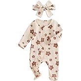 Ayalinggo Newborn Baby Girl Fall Winter Outfits Clothes Knit Jumpsuit Ruffle Romper Newborn Coming Home Outfit for Baby Girl