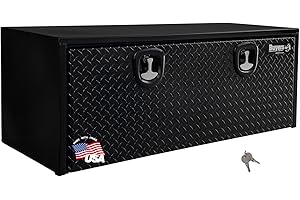 BUYERS PRODUCTS COMPANY Buyers Products 1702510 Black Steel Truck Tool Box With Aluminum Diamond Tread Door, 18 x 18 x 48 Inch, Made In The USA, Truck Box for Organization & Storage, Job Tool Chest, Contractor Toolbox