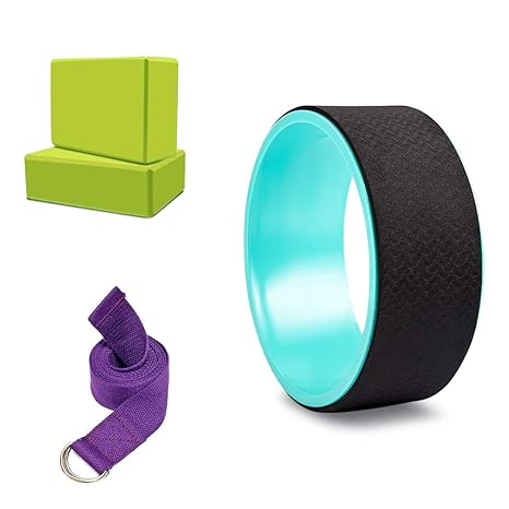 UBOWAY Yoga Wheel Set - Dharma Wheel, 2 Yoga Blocks, Fitness Strap Stretching, Leg & Abs Exercises, Increase Balance & Mobility Backbends Orion Sports