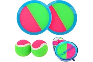 EVERICH TOY EVERICH Upgraded Toss and Catch Ball Game Set - Indoor and Outdoor Games for Kids 3-12, Beach Sand Pool Water Toy Includes 2 Paddles 2 Sticky Balls, Great Birthday Easter Gifts for Boys Girls