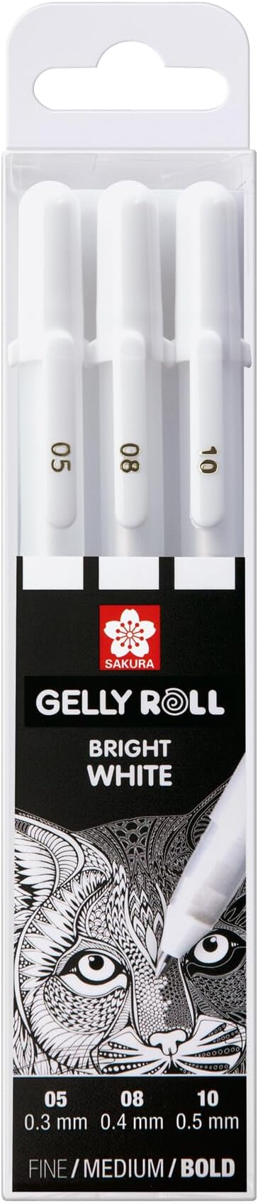 SAKURA Gelly Basic White 05-08-10 Set 3 Gel Ink Pens