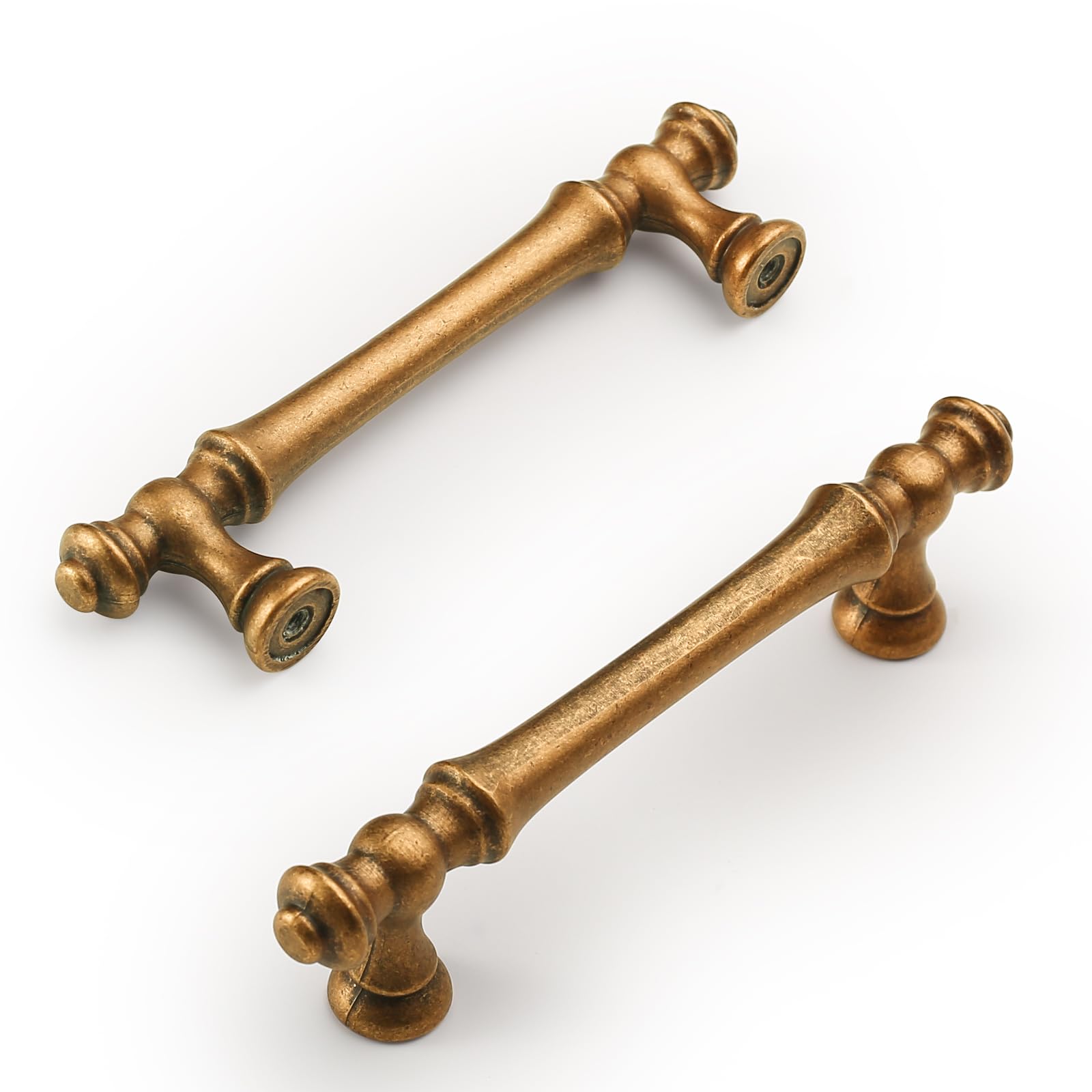 Amerdeco 6 Pack Antique Brass Cabinet Pulls 96mm Hole Center Cabinet Hardware Kitchen Cabinet Handles for Bathroom Drawer Pulls Dresser Pulls UK0017