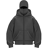 congluoki Men's Winter Double Hoodie Sweatshirt with Zip and Pocket Windproof Warm Sports Jacket Men Casual Hooded Coat