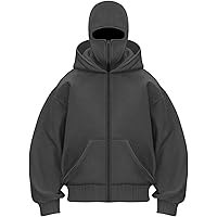 Amazon.com: EUDOLAH Balaclava Jacket Zip Up Fashion Double Layer