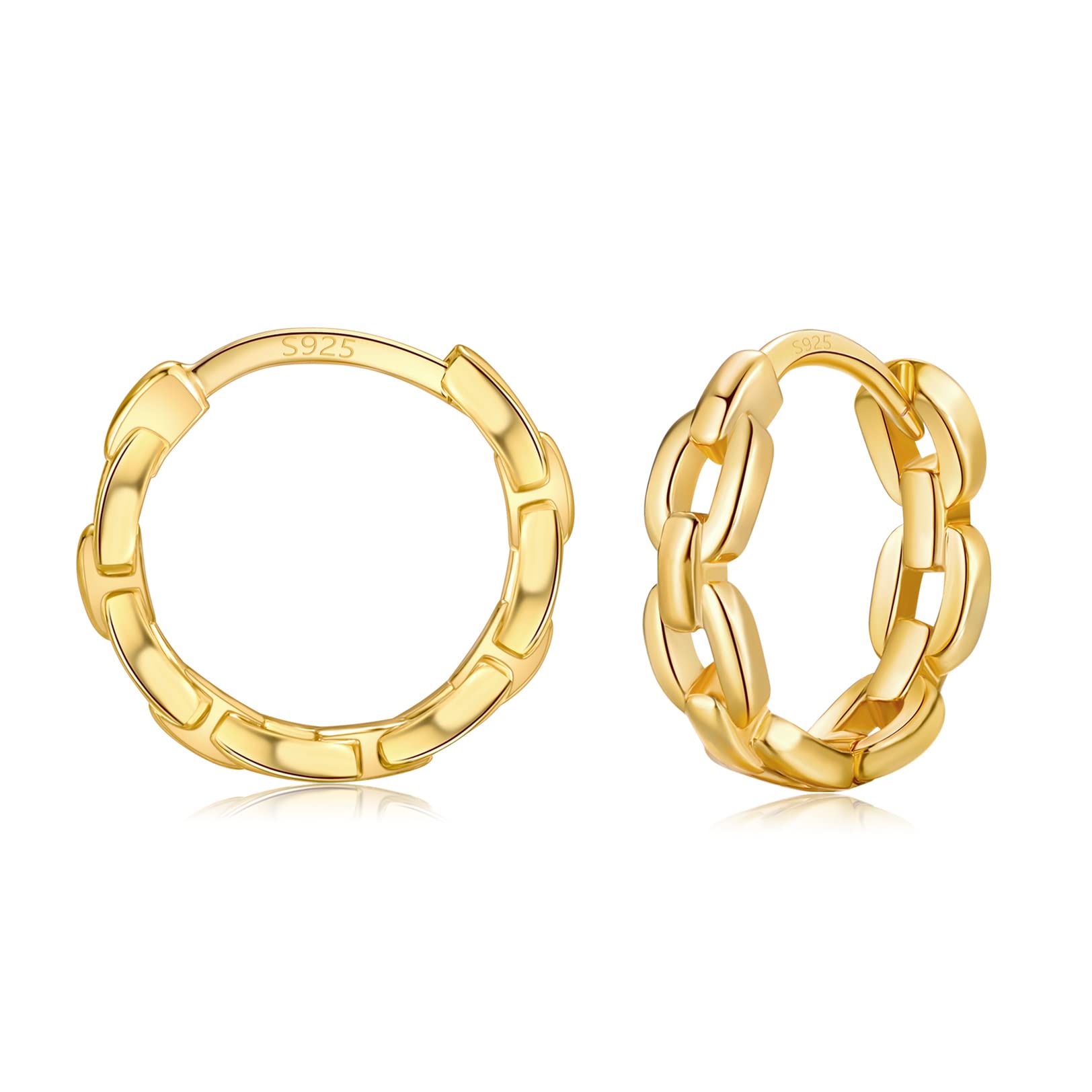 LYTOPTOP Gold Hoop Earrings for Women, 925 Sterling Silver Small Huggie Hinged Earrings, Hypoallergenic 8mm Cartilage Spleeper Hoops Piercings Jewellery for Girls Men…