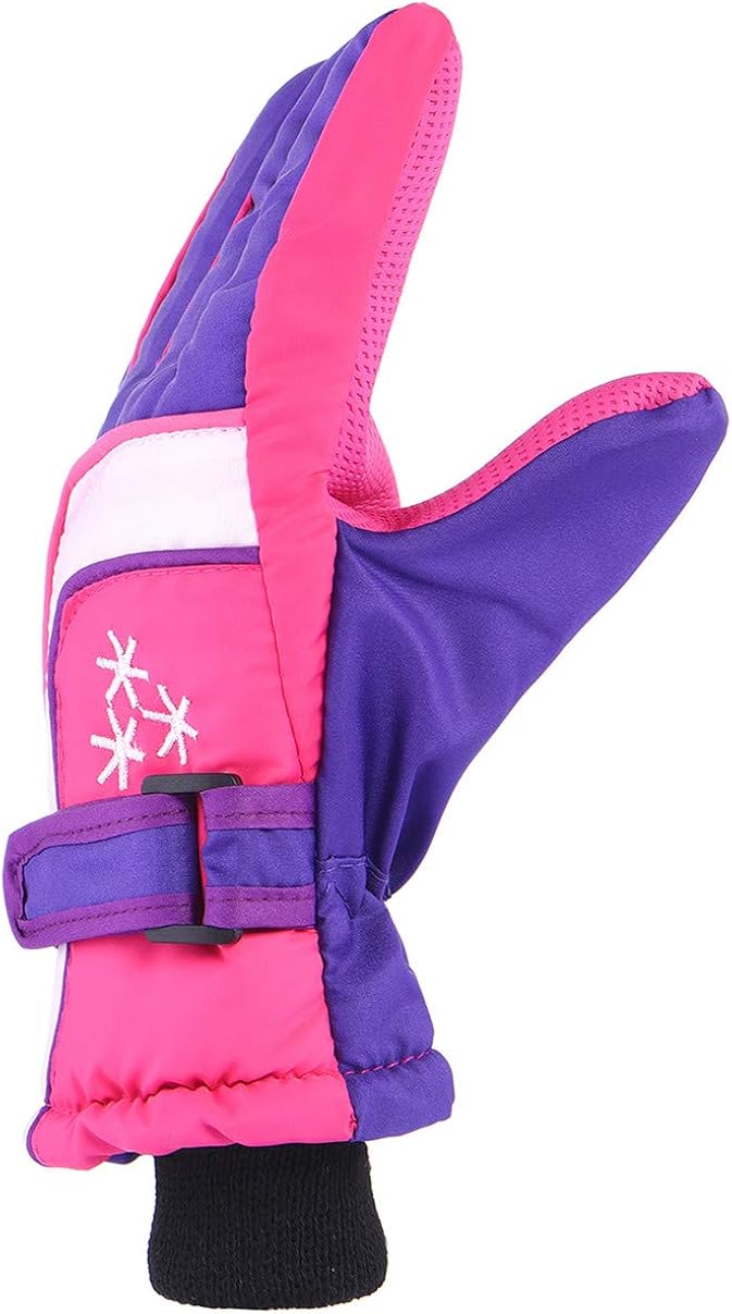 Insulated Winter Cold Weather Ski Gloves for Kids (Boys and Girls) Waterproof Windproof (Purple): Clothing