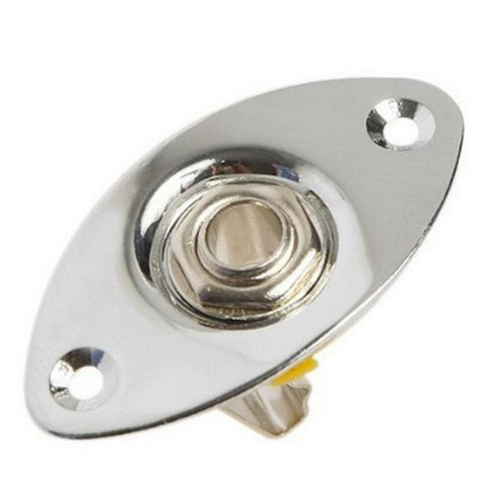 Hahhhha Guitar Jack Socket, Guitar Accessories Electric Guitar Bass Jack Socket 1/4" Output Input Jack Cover Plate with 2 Mounting Screws(Silver)