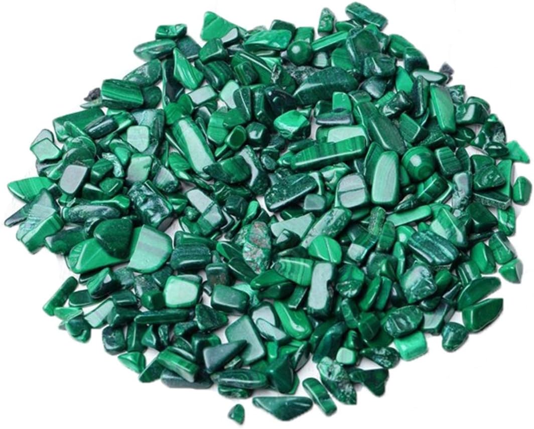 Indoor Fountains & Accessories - IMALY Malachite Tumbled Chips Stone Polished Crushed Healing Crystal Quartz Pieces Irregular Shaped Stones for Home Decorative Stones Vases Plants Succulents 0.5lb