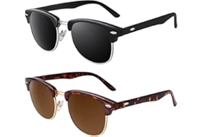 CGID Retro Sunglasses for Men Women Polarized UV400 Protection 2 Pack