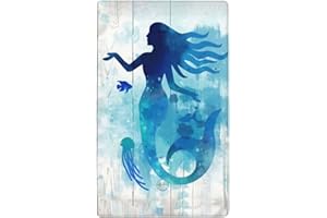 SPTVAN Mermaid Decorative No Device Blank Wallplate 1 Gang Electrical Wall Plate Covers Switchplate for Cute Kids Girl Bedroom Bathroom Room Home House Decor Faceplate 2.76" x 4.5"