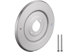 RAINREVIVE Replacement Escutcheon Plate for Moen Gibson Posi-Temp, for One-Handle Tub and Shower Faucets, Single Metal Round Shower Escutcheon Kit, Brushed Nickel