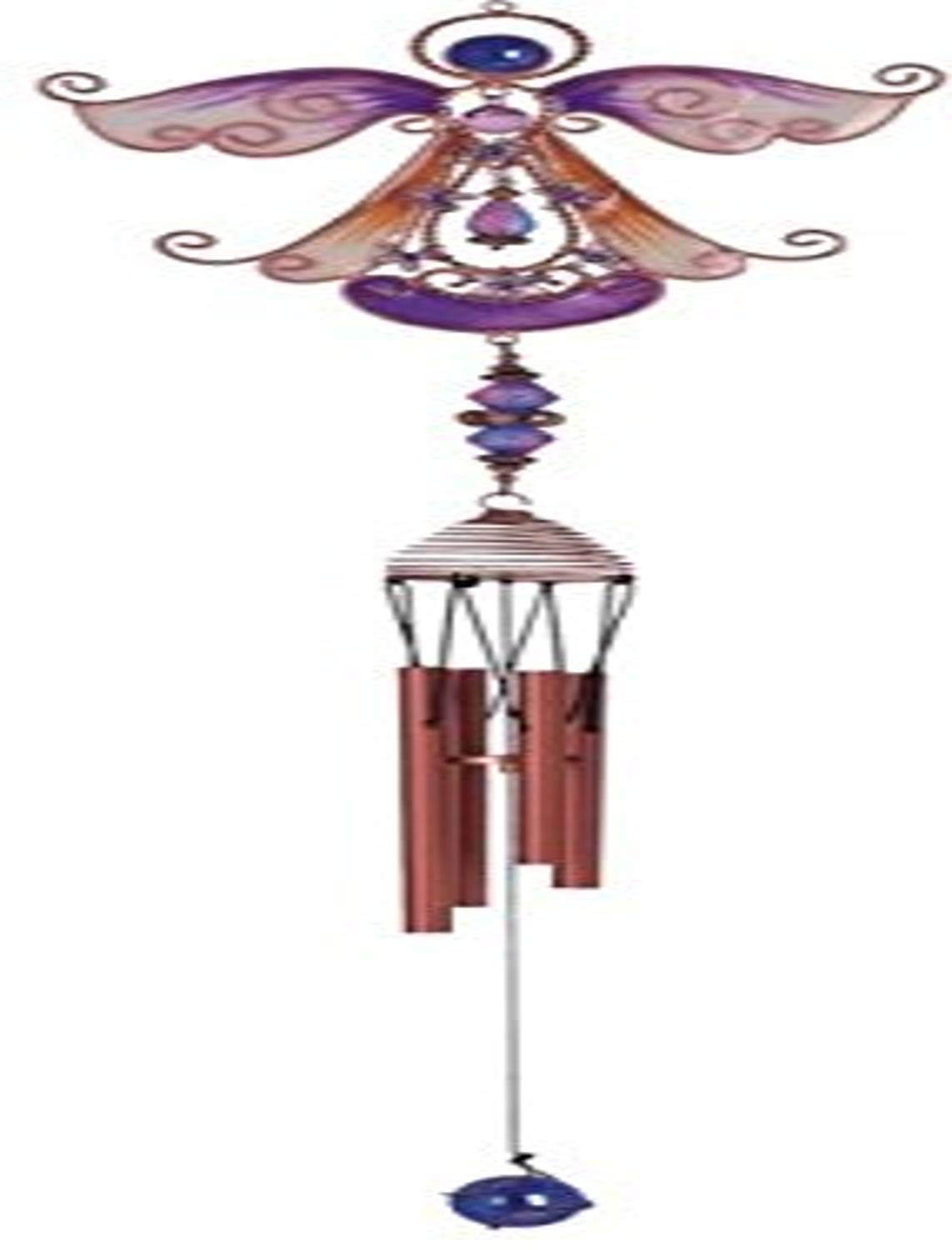 StealStreet SS-G-99890 Wind Chime Copper And Gem Angel Garden Decoration Hanging Porch Decor