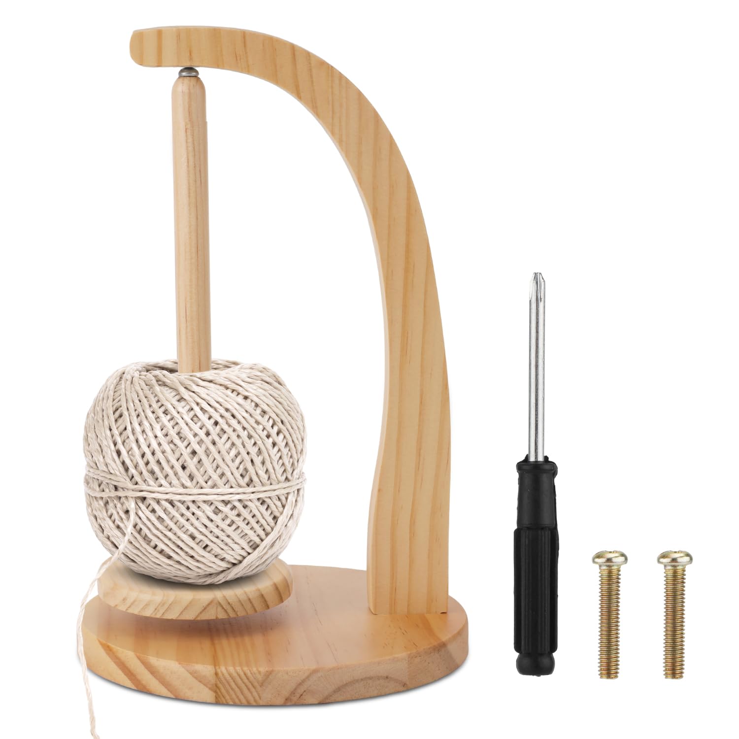 Yarn Ball Holder, Wooden Yarn Spinner for Crocheting & Knitting Yarn Dispenser with Rotating Magnetic Straight Axis Yarn Stand Organizer with Anti-Skid Pad for Knitting Lovers Supplies Gift