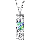 InfuMemo Sunflower Urn Necklace for Ashes Cremation Jewelry of Loved Ones Keepsake Ashes Necklace Memorial Urn Jewelry Pendant for Women Men