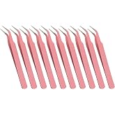 Zorfeter 10 PCS Pink Precision Tweezers, Stainless Steel | Curved, Sticker Tweezers, Multipurpose Pointed Tweezer, Precision Craft Tweezers, Crafting/DIY Jewelry Making
