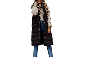 JMMSlmax Womens 2023 Fall Reversible Vests Sleeveless Fleece Jacket Long Warm Winter Coat Outerwear Zip Up Hoodie Pockets