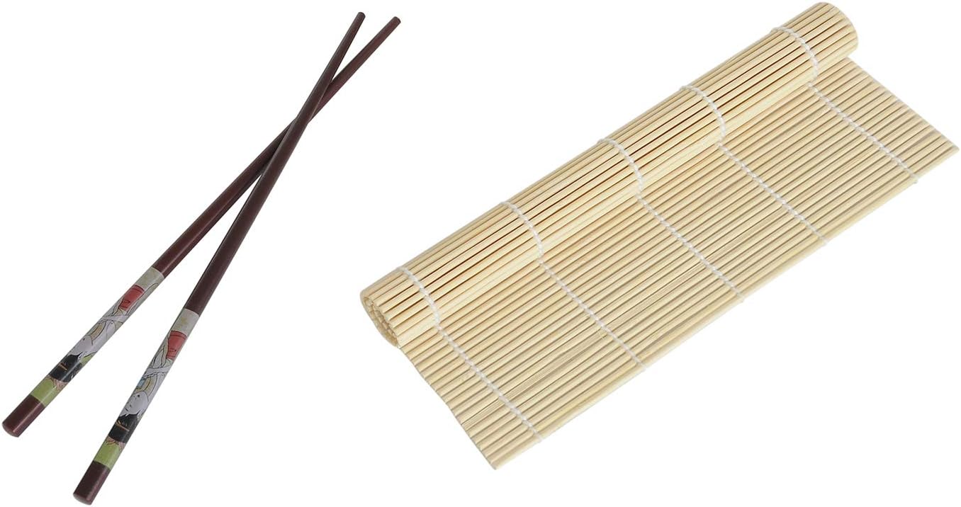 Somani Bamboo Sushi mat with 1 Pair of Reusable Chopsticks
