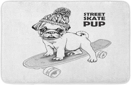 AoLismini Badematte Mops Welpe in Einer Strickmütze mit Pom-Pom auf