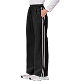 Hvididan Girls Wide Leg Sweatpants with Side Stripes High Waist Baggy Track Sweat Pants for Kids to Teens 5-14 Years