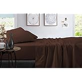 True Luxury 1000-Thread-Count 100% Egyptian Cotton Bed Sheets, 4-Pc Queen Dark Brown Sheet Set, Single Ply Long-Staple Yarns, Sateen Weave, Fits Mattress Upto 18'' Deep Pocket