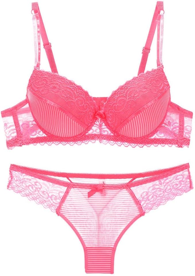 Ladies Lingerie Sets UK Ladies Stripe Stitching Color Lace Lace Bow