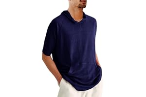 Yasiter Men's Thin Hooded T Shirt Sweatshirts Short Sleeve Cool Solid Color Pullover Hoodies with Kangaroo Pockets