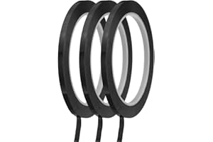 MECCANIXITY Whiteboard Tape 3/16" / 5mm Self Adhesive Graphic Chart Line Tape 72 Yard Grid Marking Stickers for Pinstripe Dry Erase Board Scrapbooking DIY Art Crafts, Black, Pack of 3