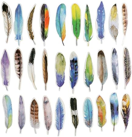 Amazon Moin Moin しおり ブックマーク ブックマーカー 鳥の羽 鳥 羽 羽根 バード 30枚セット しおり 文房具 オフィス用品
