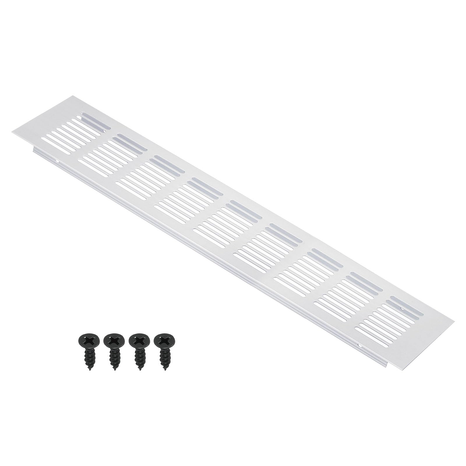 PATIKIL 16 x 3 Inch Door Air Vent Cover, Aluminum Grille Ventilation Cover Louvered with Mounting Screws for Cabinet Wardrobe Door, Silver Tone