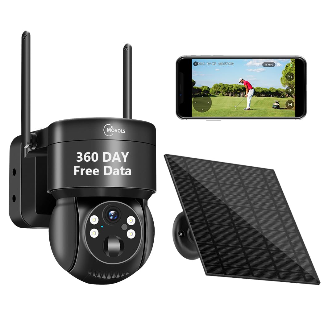 Photo 1 of 360 Days Free Data 4G LTE Cellular Solar Security Camera Wireless Outdoor, No WiFi Off Grid Solar Powered Camera Work with TUYA app 360° Viewing,Dual Storage(Support Built-in 4G Cellular Network Only)