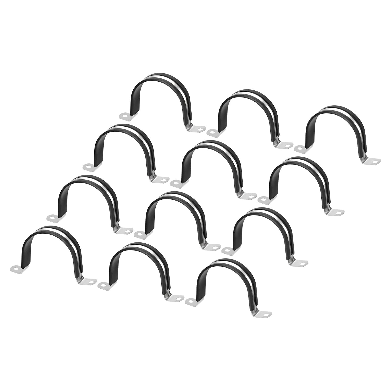 Unifizz 22Pcs 63mm(2-1/2") Cable Clamp, Rubber Cushioned Insulated Clamp 304 Stainless Steel U Shape Bracket Metal Hose Clamp Tube Holder for Pipe Wire Tube