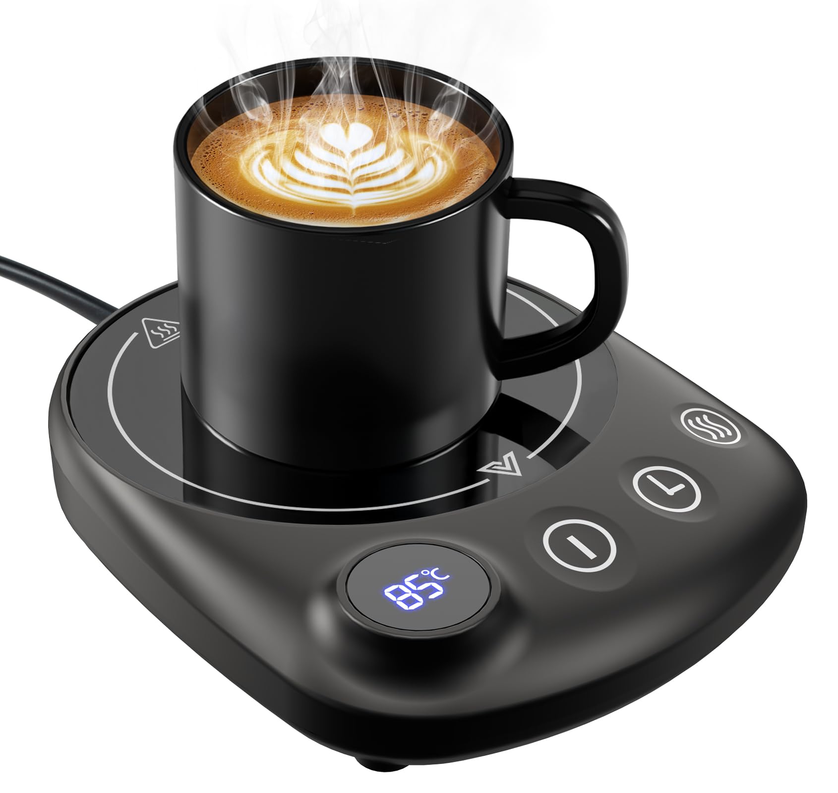 Coffee Mug Warmer, MQUPIN Mug Warmer for Desk 4 Temperature Settings (55℃/65℃/75℃/85℃), 1-12 Hour Timer Cup Warmer with 8 Hour Auto Shut Off, Smart Mug Warmer for Desk Coffee Milk Tea Cocoa(black)
