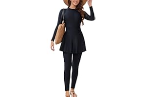 FYMNSI Women Modest Burkini Swimsuits Muslim Swimwear Full Body Islamic Swim Tops Pants Hijab 4 Piece Rash Guard S-XL