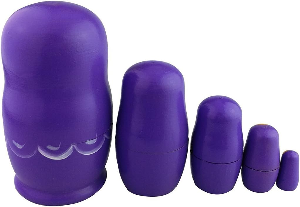 Winterworm 1 Set of 5 Blonde Girl Purple Wooden Stacking Toddler Babushka  Matryoshka Russian Nesting Doll Gifts Kids Toy - BigaMart