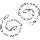 2PCS Stainless Steel Gate Chain Lock - 24 Inch Chain Link with Double-Ended Carabiners for Outdoor Fence and Metal Gates - Secure Gate Latches and Locks for Cow, Horse, Dog, Pet Cages
