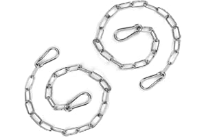 HAVANSIDY 2PCS Stainless Steel Gate Chain Lock - 24 Inch Chain Link with Double-Ended Carabiners for Outdoor Fence and Metal Gates - Secure Gate Latches and Locks for Cow, Horse, Dog, Pet Cages