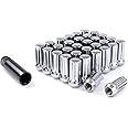 DCVAMOUS 32 PC 9/16"-18 Lug Nuts Chrome 7-Spline Compatible with Dodge 8 Lug Aftermarket Wheels - 9/16 Lugnuts 2" Tall Cone Seat with Key for 1994-2010 RAM-2500 3500 | 1975-1986 C20 K20 C30 K30 J20