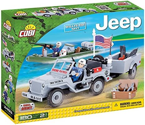 COBI 24193 Small Army - Willys MBJeep US Navy (190 Pcs) Jeep Chrysler Toy, Grey